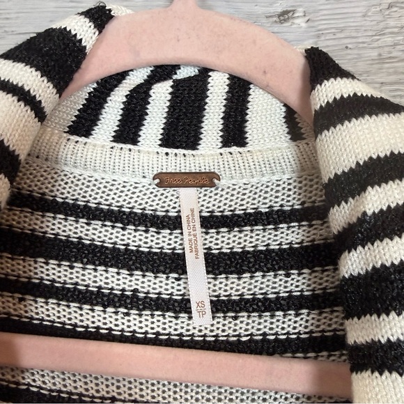 Free People Black & White Striped Sequin Knit Cardigan - Size XS - Picture 2 of 7